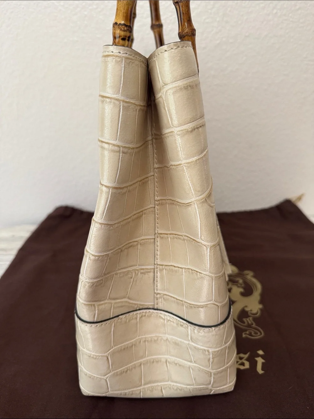 Pratesi Sarteano Croc Embossed Leather Bag